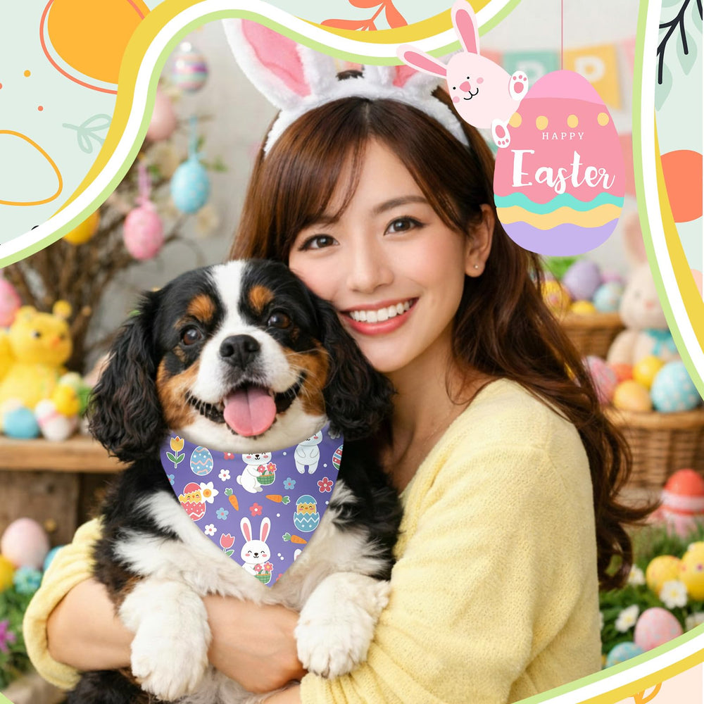 Weewooday Easter dog bandanas suave poliéster, lavable y reutilizable para mascotas.