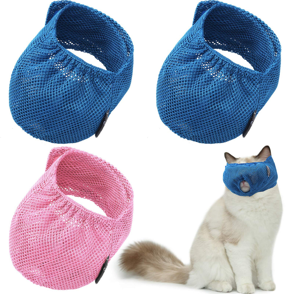 Weewooday mordaza para gatos, malla transpirable azul para grooming cómodo.