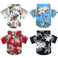 Weewooday t-shirt chien Hawaii motifs fleurs été, idéal pour promenade estivale et photo souvenir.