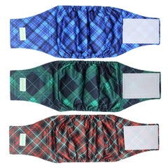 wegreeco banda lavable para barriga de perro macho, patrón azul a cuadros, ideal para uso diario.