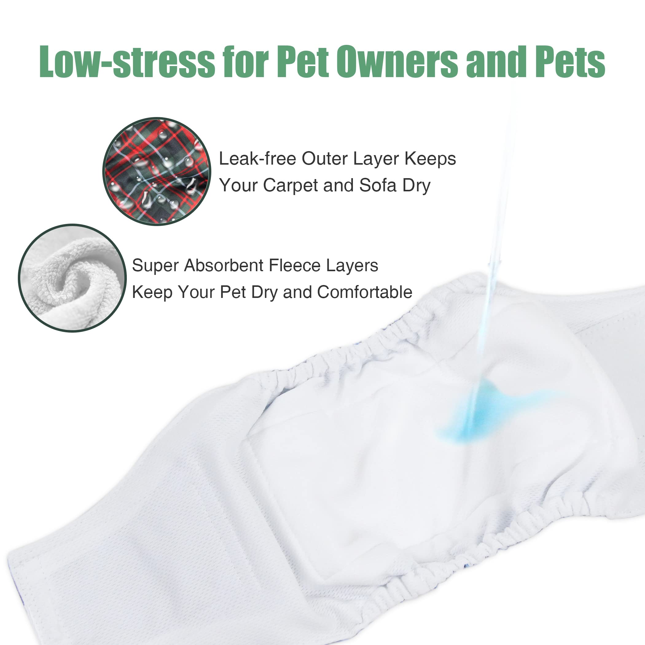 wegreeco banda lavable para barriga de perro macho, patrón verde a cuadros, fácil de limpiar.