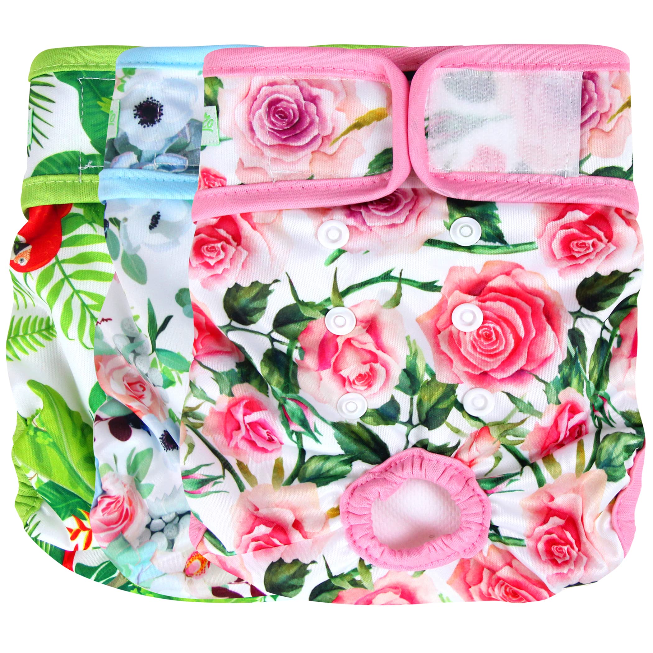 Pañales Wegreeco para perro grande con diseño floral, ofrecen ajuste cómodo para paseos diarios.