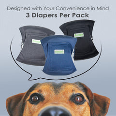Pañales lavables Wegreeco para perros machos en ceniza, diseño discreto y práctico.