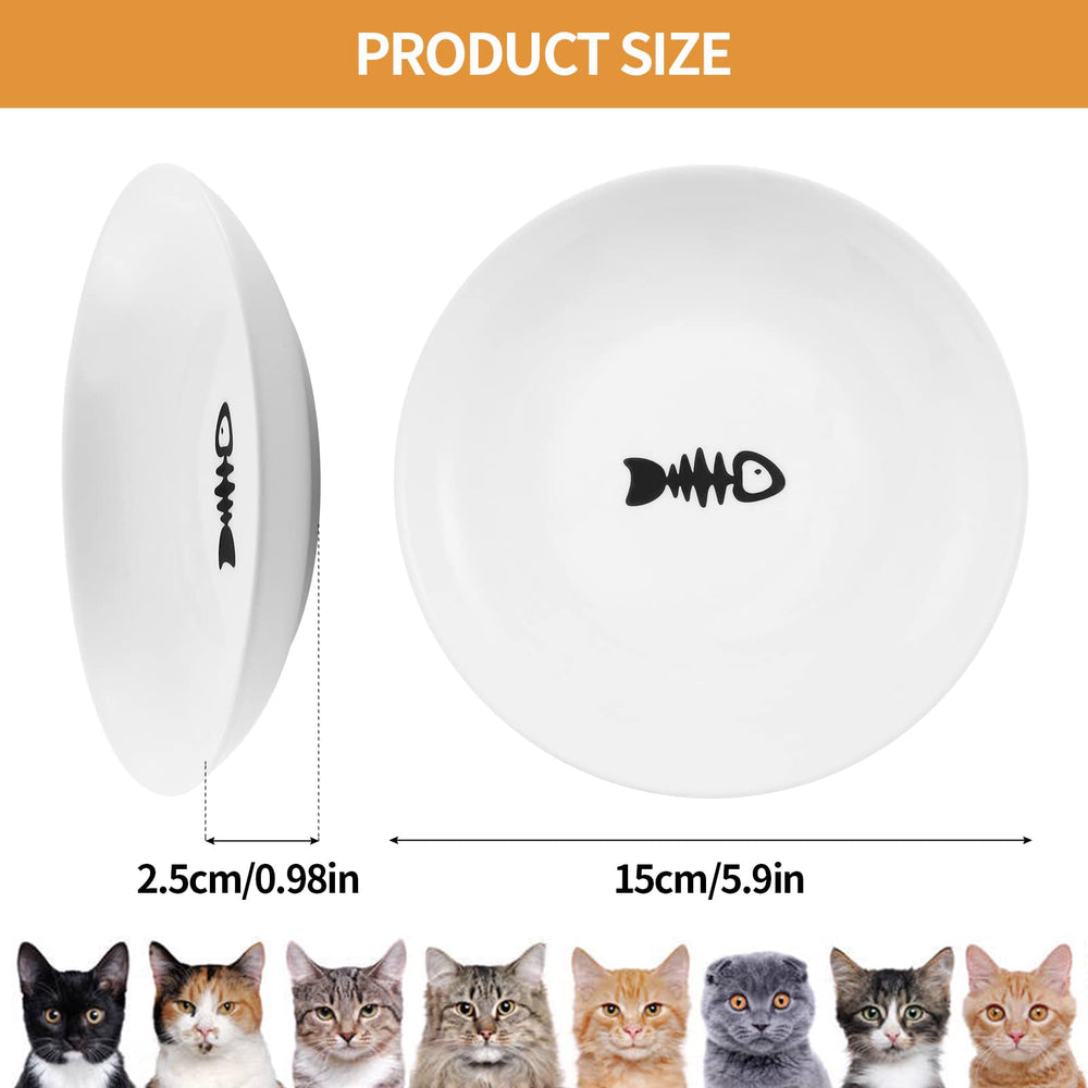 Wellbro cuenco cerámico de 10 oz, ayuda a controlar porciones de comida para gatos.