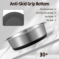 Wellbro cuenco de acero inoxidable profundo, ideal para porciones grandes de comida y agua.
