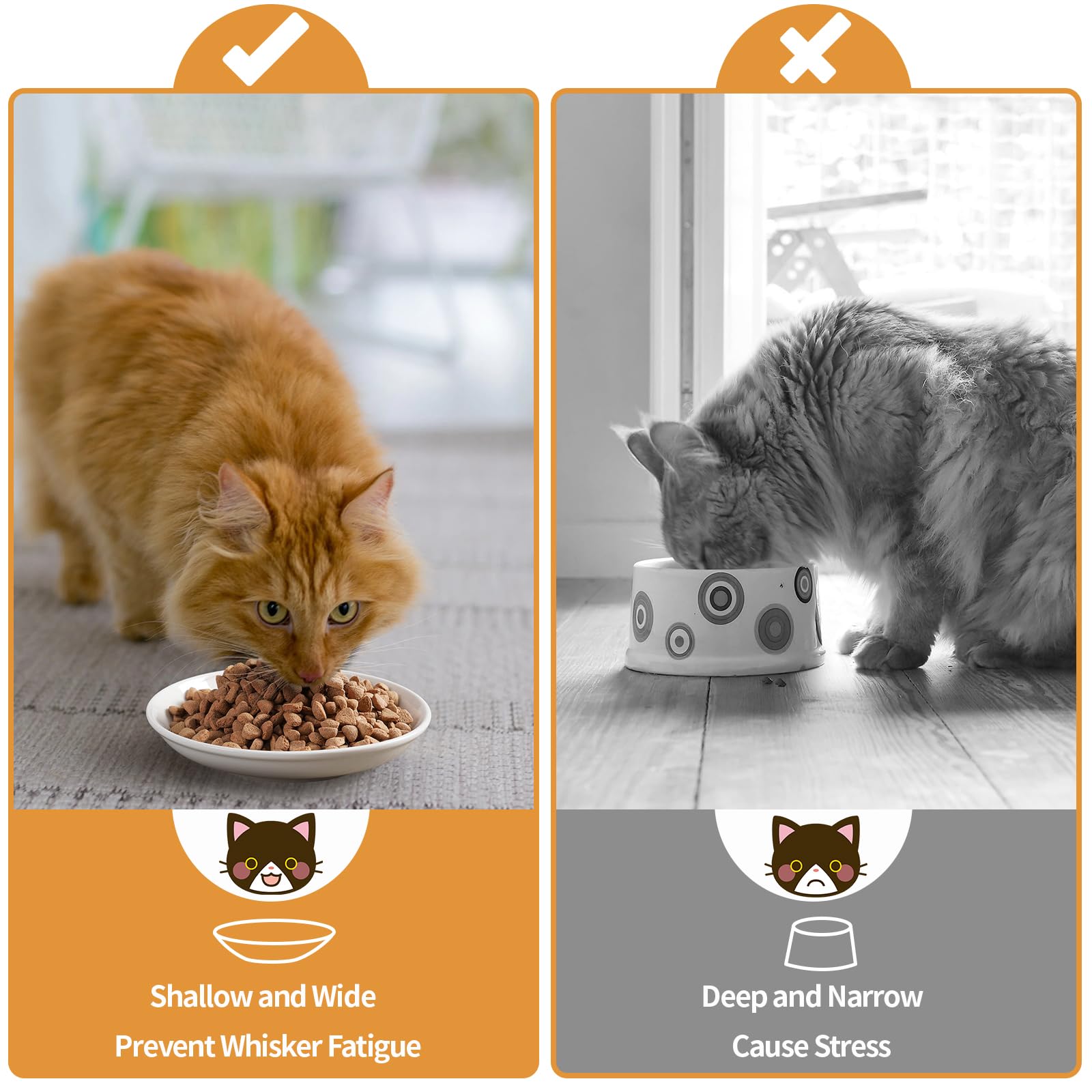 Juego de 3 cuencos Wellbro para gatos, ideal para usar en distintas áreas de la casa.