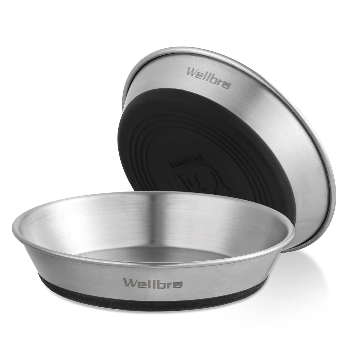 Wellbro platos para gatos, dos piezas de acero inoxidable, sin fatiga de bigotes durante la comida.