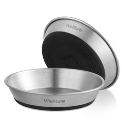 Wellbro platos para gatos, dos piezas de acero inoxidable, sin fatiga de bigotes durante la comida.