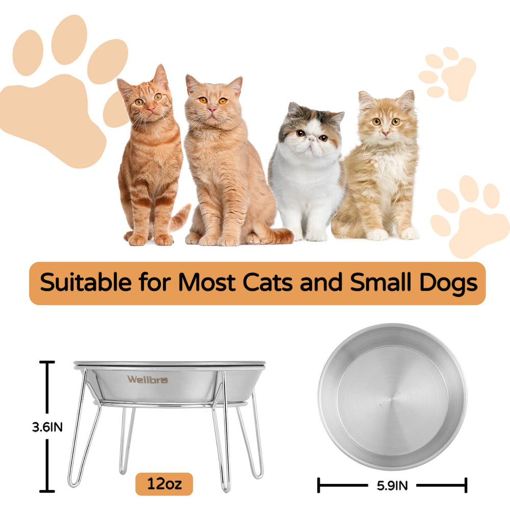 Wellbro tazones de 12 onzas para gatos pequeños con fondo ancho y ergonomía