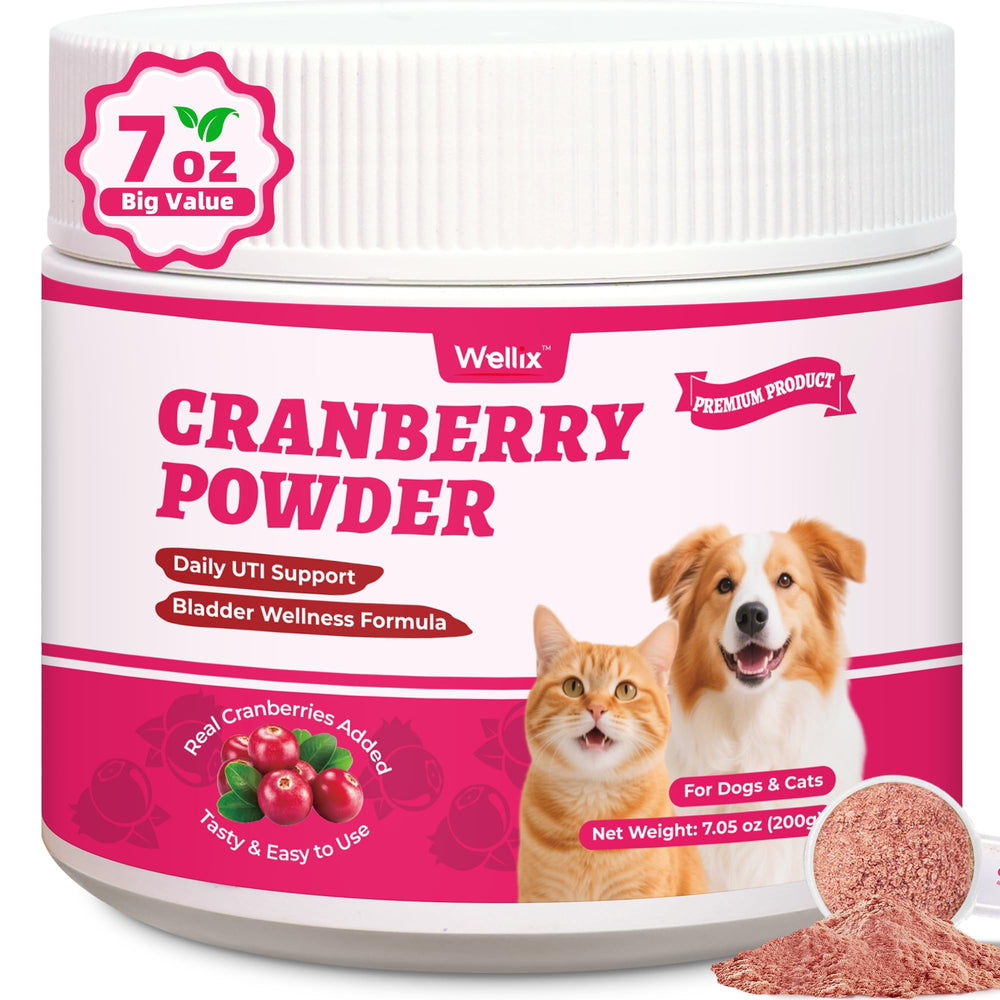 Wellix polvo de arándano para mascotas, apoyo urinario natural