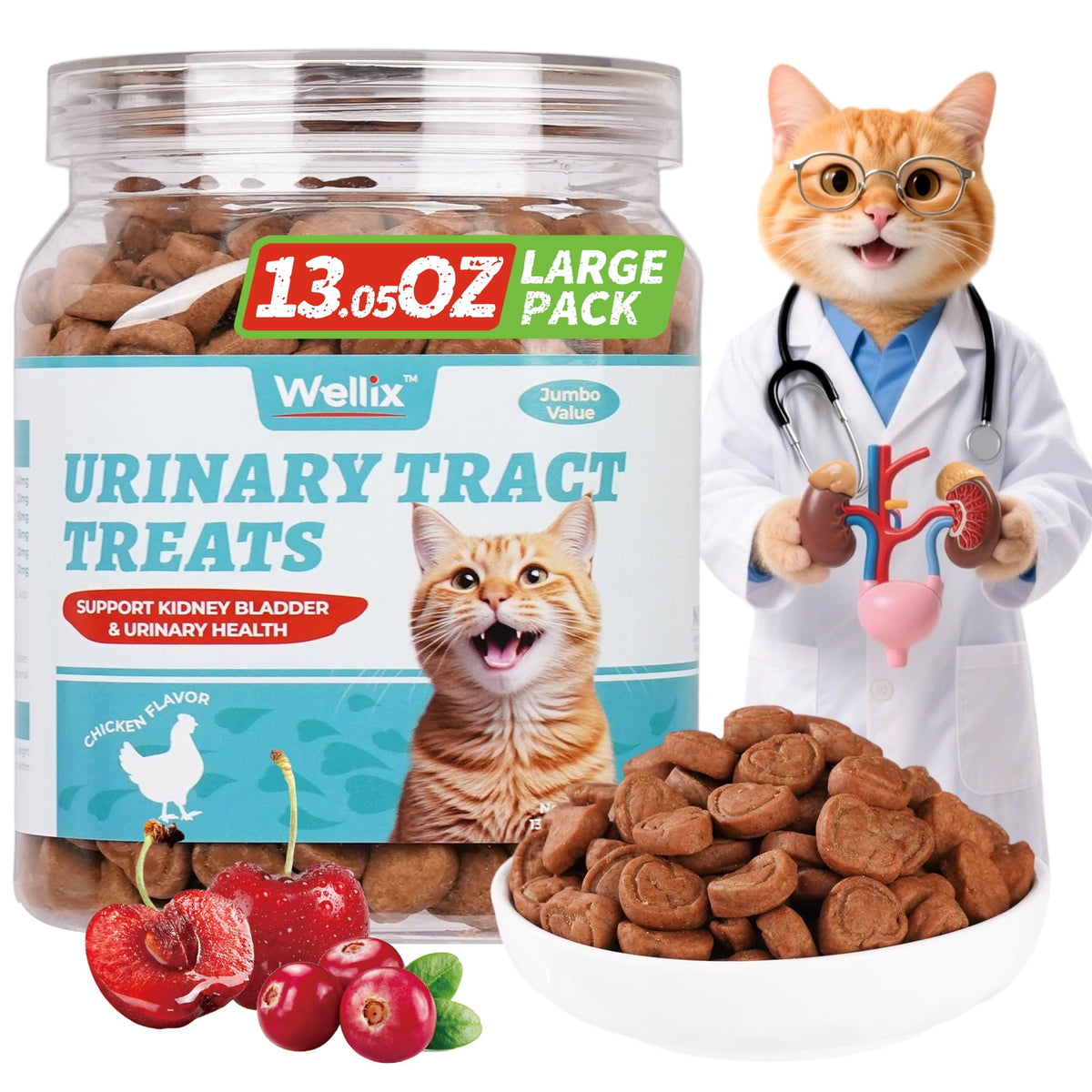 Wellix snacks para gatos sabor pollo, pensado para entrenamiento diario