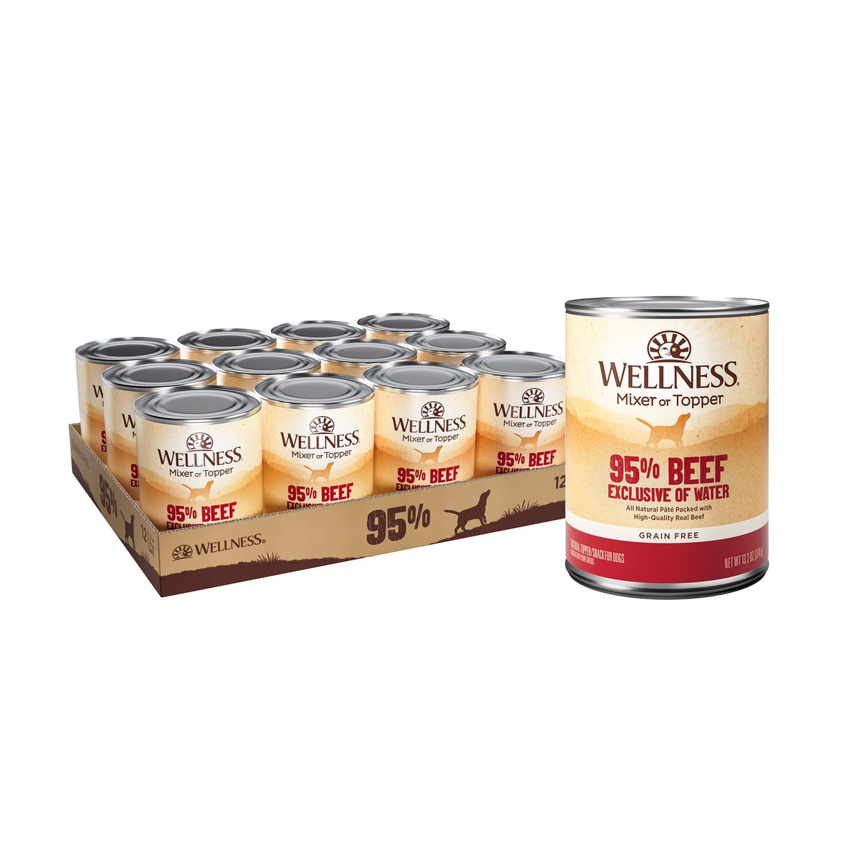 Wellness 95% res pate lata: paté de res para mezclar con la dieta.