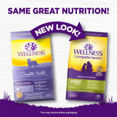 Kibble crujiente de Wellness Complete Health para masticar con satisfacción.
