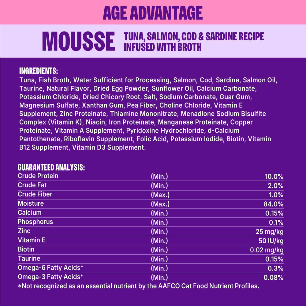 Wellness Appetizing Entrées Age Advantage mousse textura cremosa en bolsita.