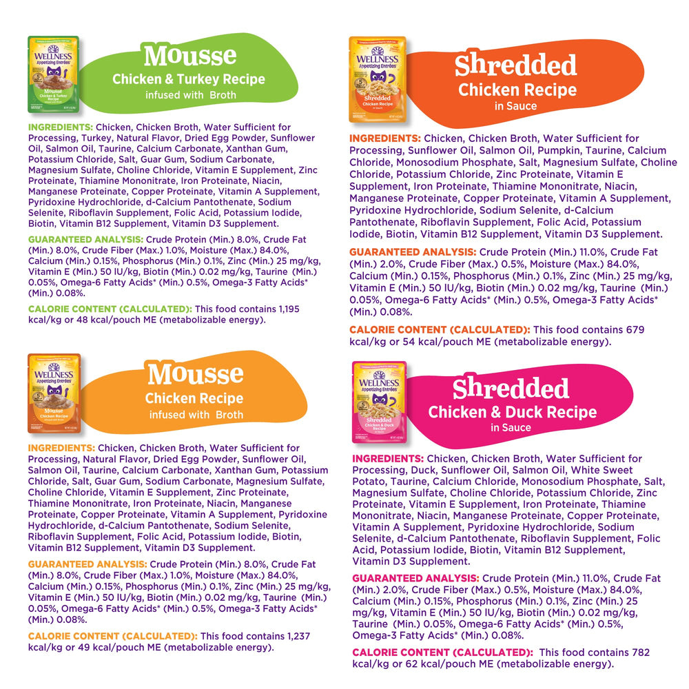 Wellness Appetizing Entrées ingredientes naturales sin colorantes ni conservantes