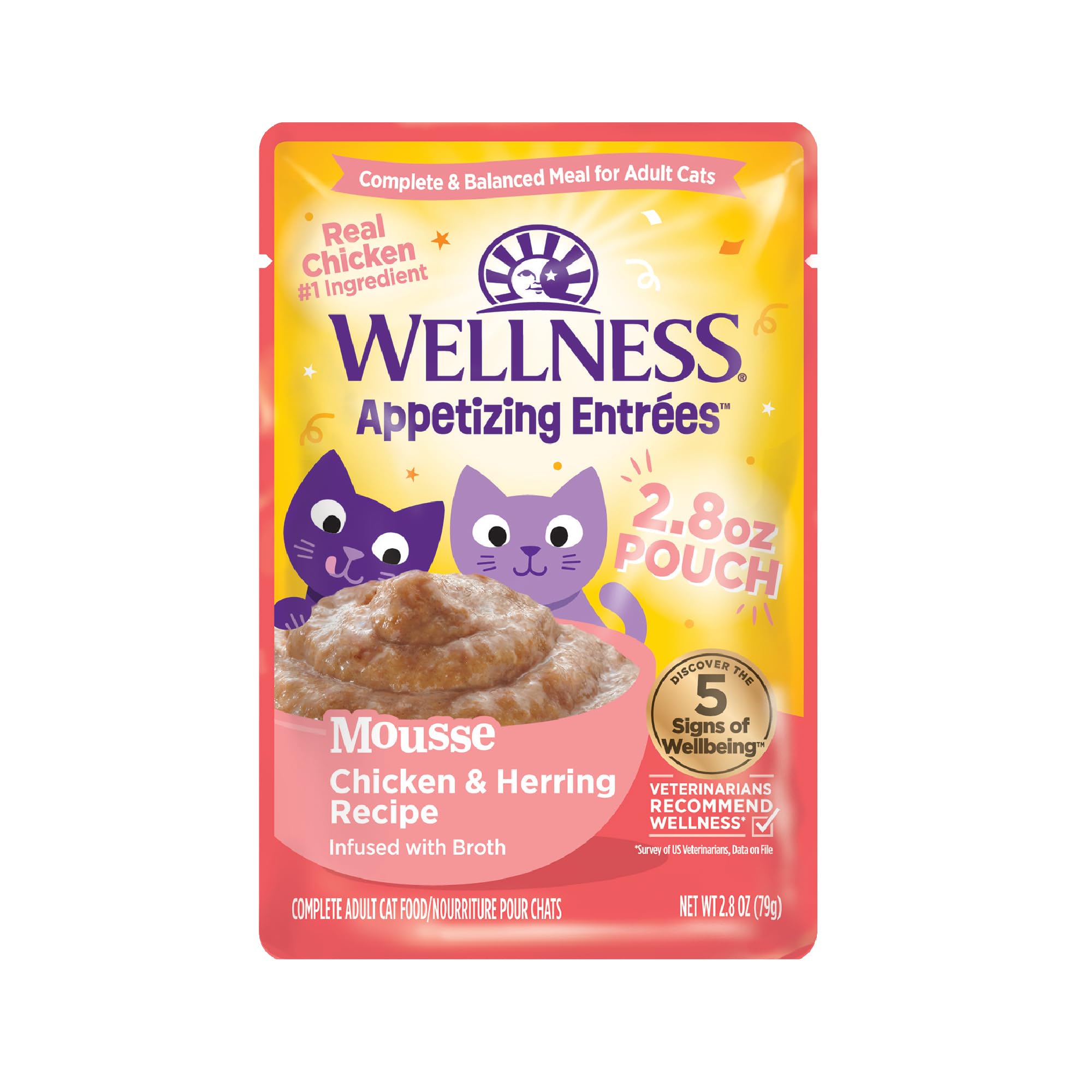 Wellness Appetizing Entrées Mousse, pollo y arenque: porciones sabrosas para adultos.