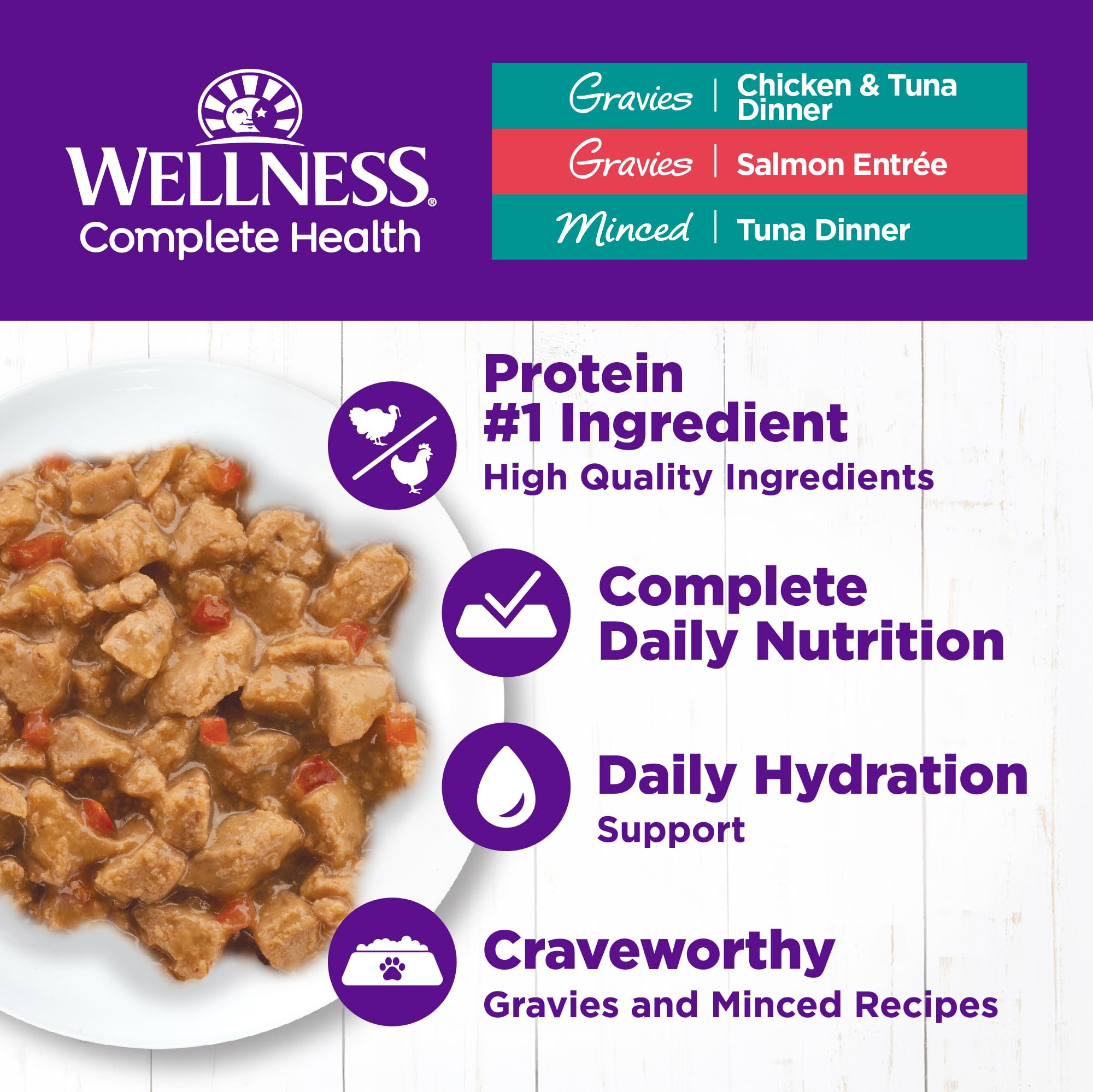 Wellness atún picado en lata: textura atractiva para estimular el consumo.