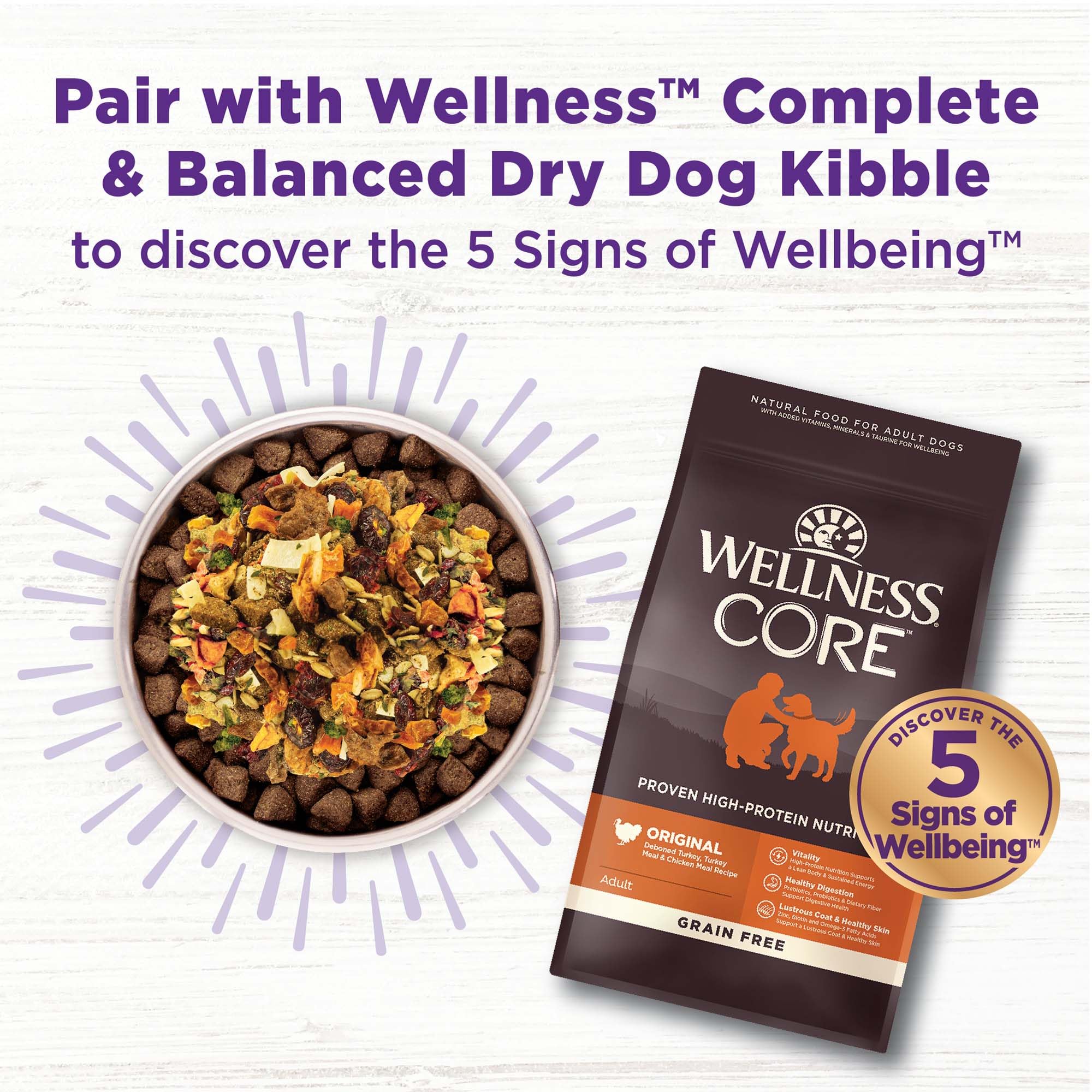 Wellness Bowl Boosters hecho en Estados Unidos con ingredientes naturales.