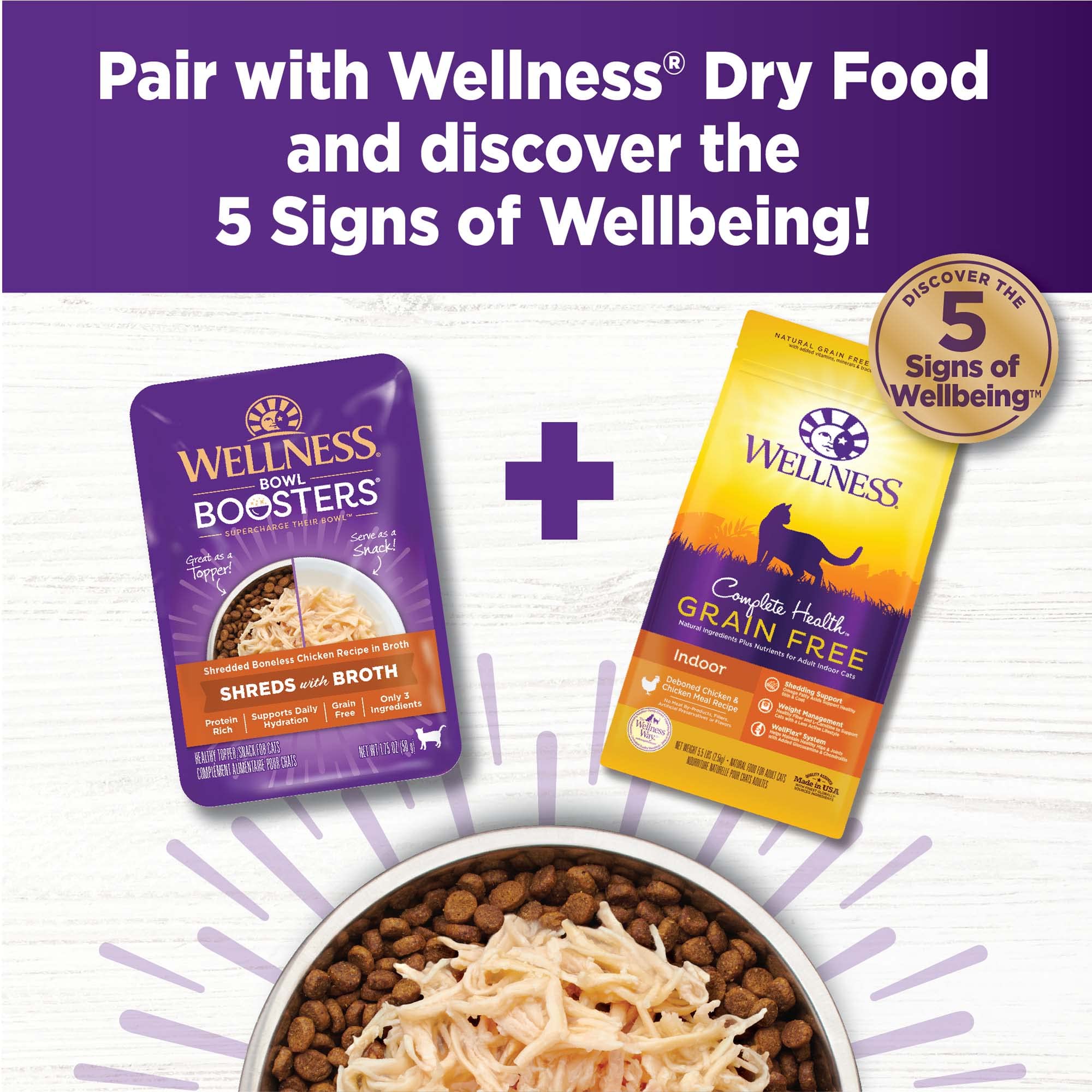 Wellness Bowl Boosters meriendas para gatos fáciles y sabrosas.