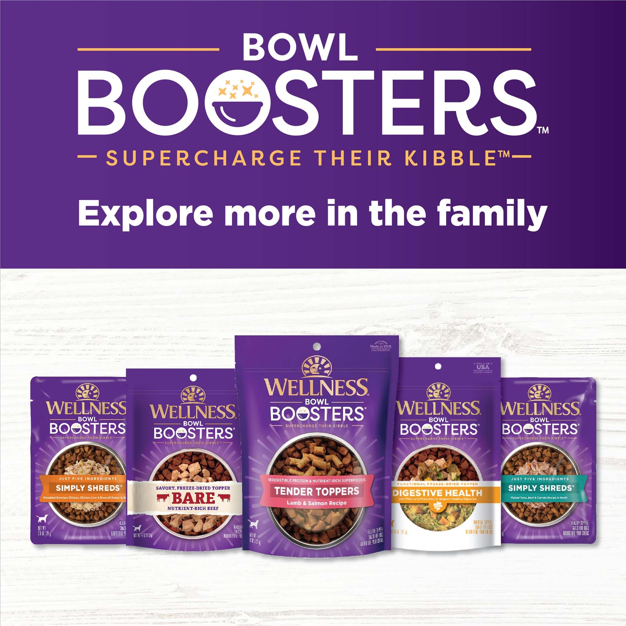 Wellness Bowl Boosters apto para todas las razas y tamaños.