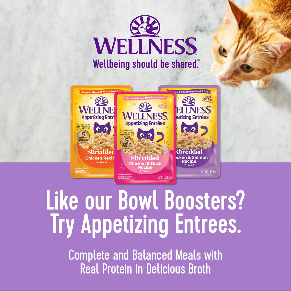 Wellness Bowl Boosters porciones individuales para gatos.