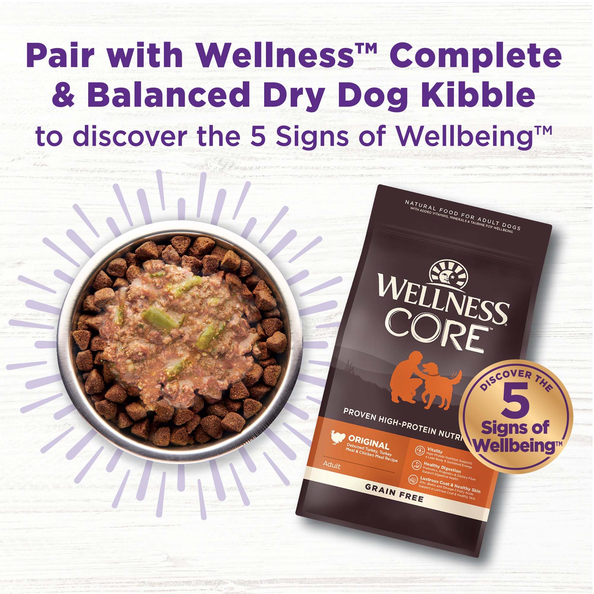 Wellness Bowl Boosters: apto para perros de todas las razas y tamaños.