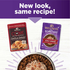 Wellness Bowl Boosters Simply Shreds, sin cereales, opción apta para dietas sensibles.