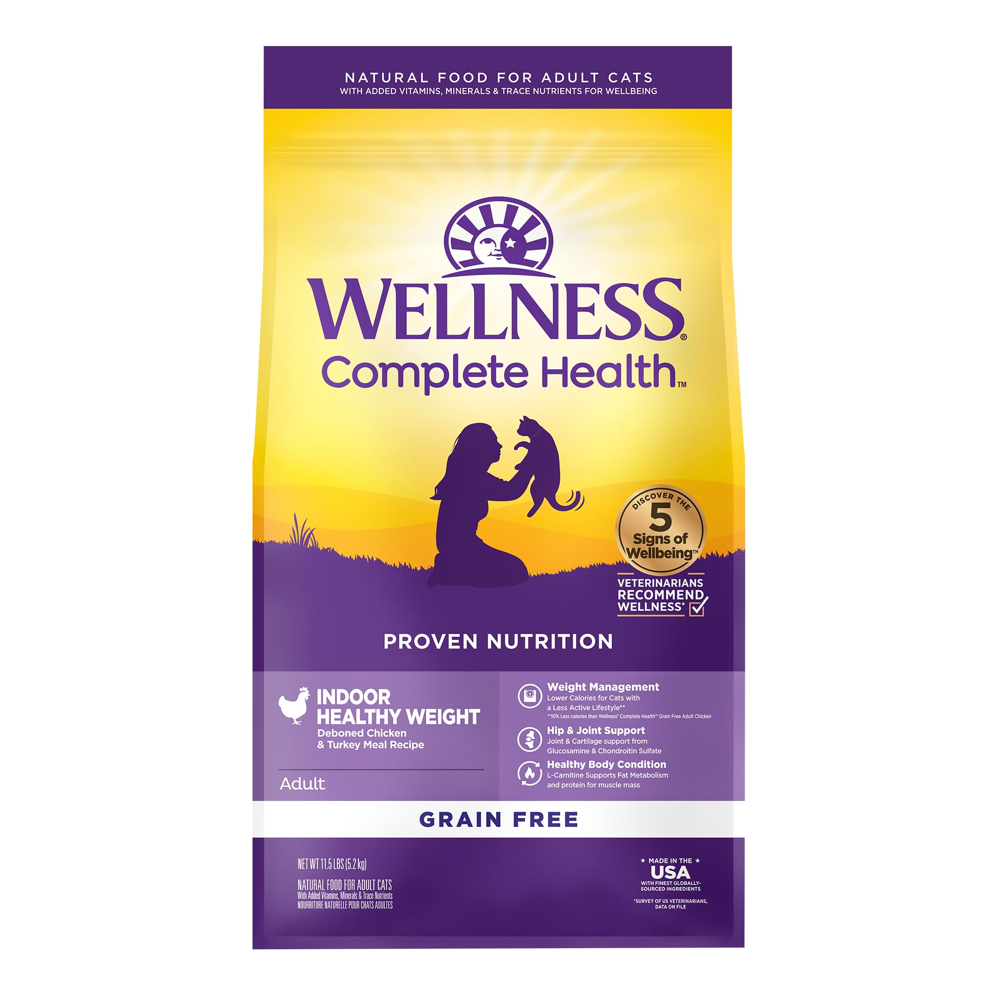 Wellness Complete Health alimento-seco-gatos-indoor, apoyo a energía diaria para felinos de interior