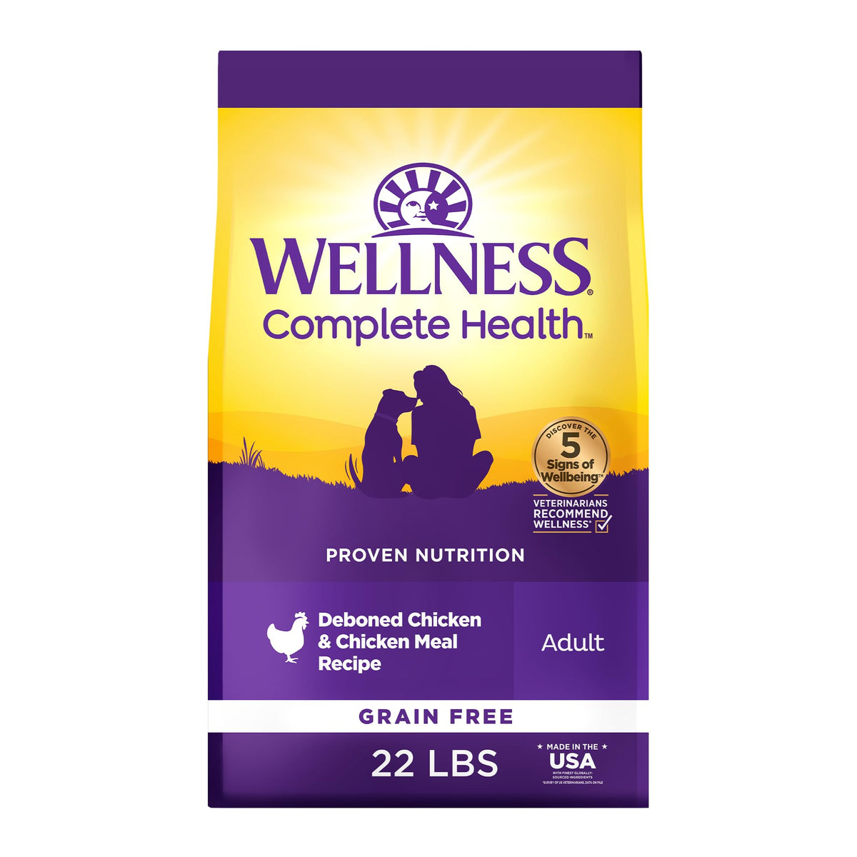 Wellness Complete Health: bolsa de alimento seco sin granos para perros adultos, apoyo digestivo