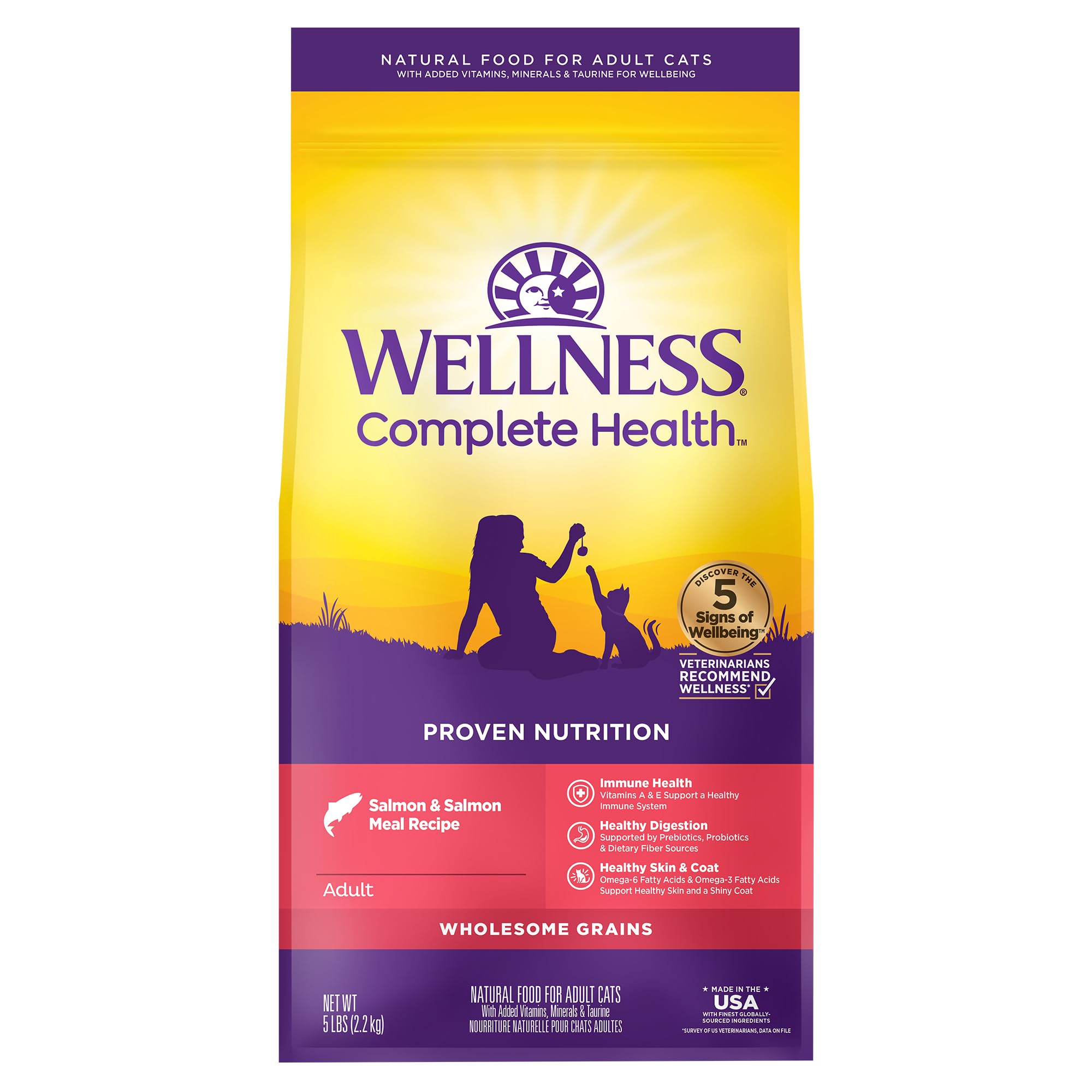 Wellness: croquetas de salmón para gato, apoyo a una dieta equilibrada.
