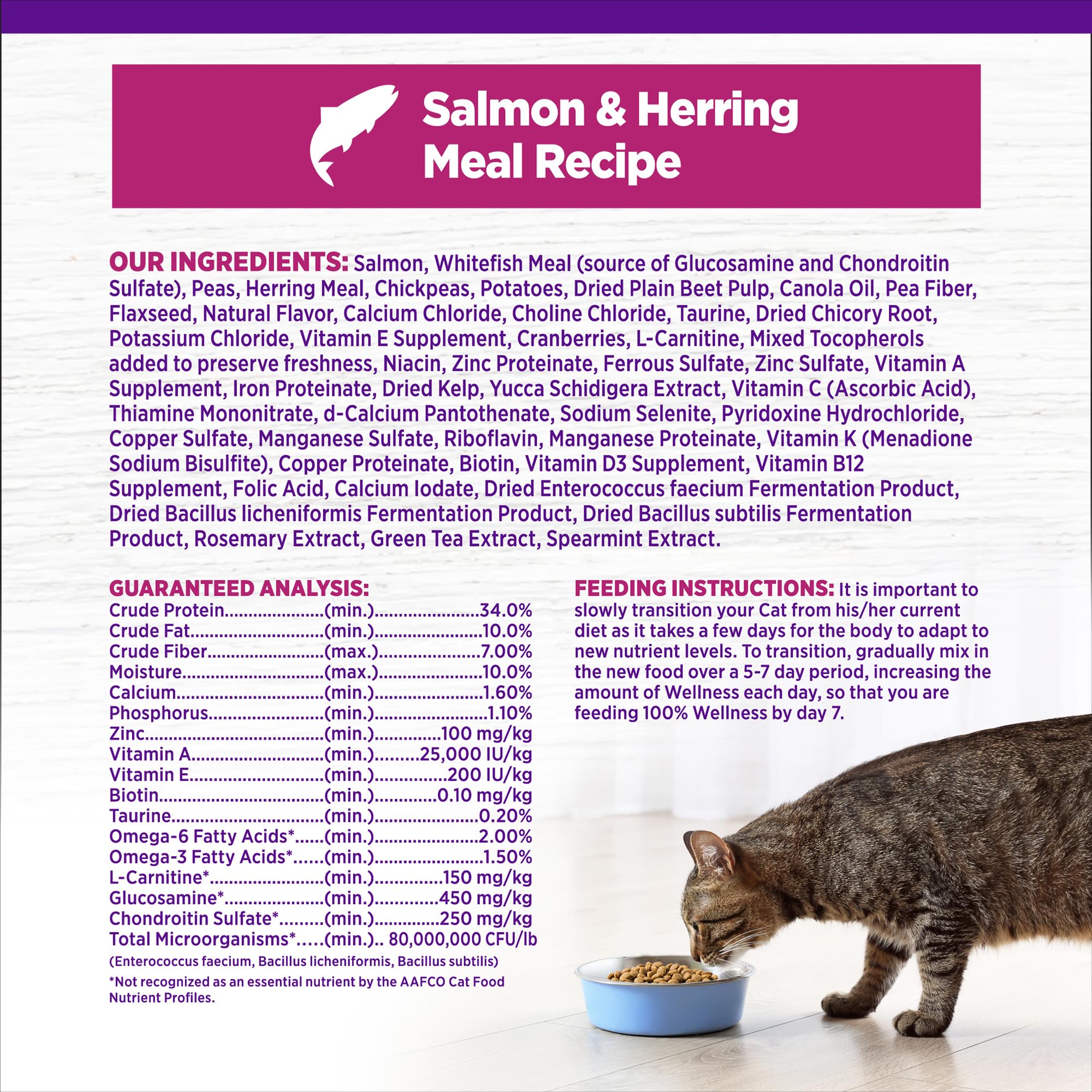 Wellness Complete Health ingredientes naturales de alta calidad para gato interior.