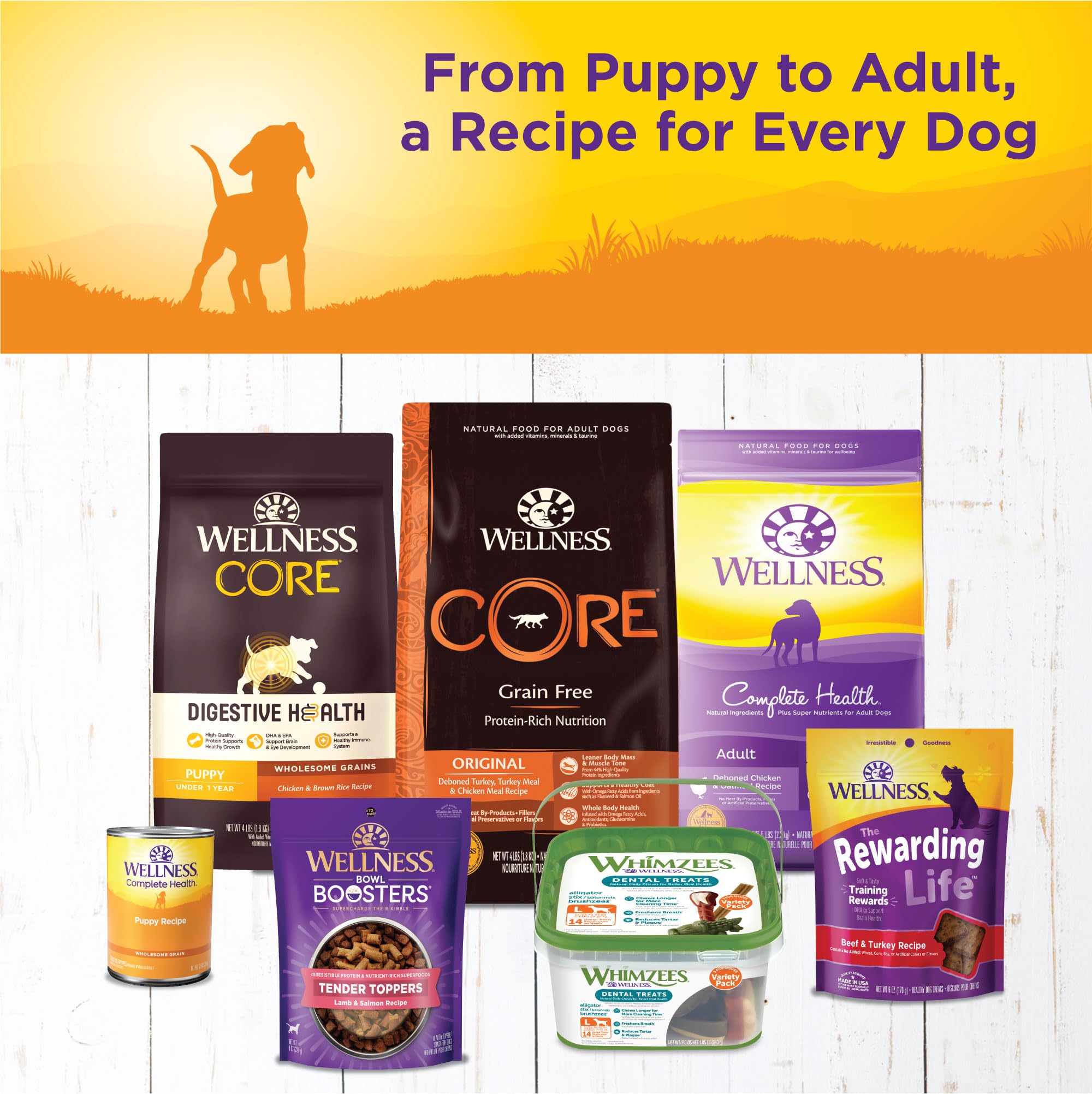 Wellness cachorros, empaque práctico para comidas diarias.