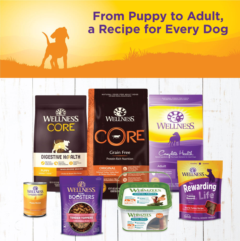 Wellness cachorros, empaque práctico para comidas diarias.