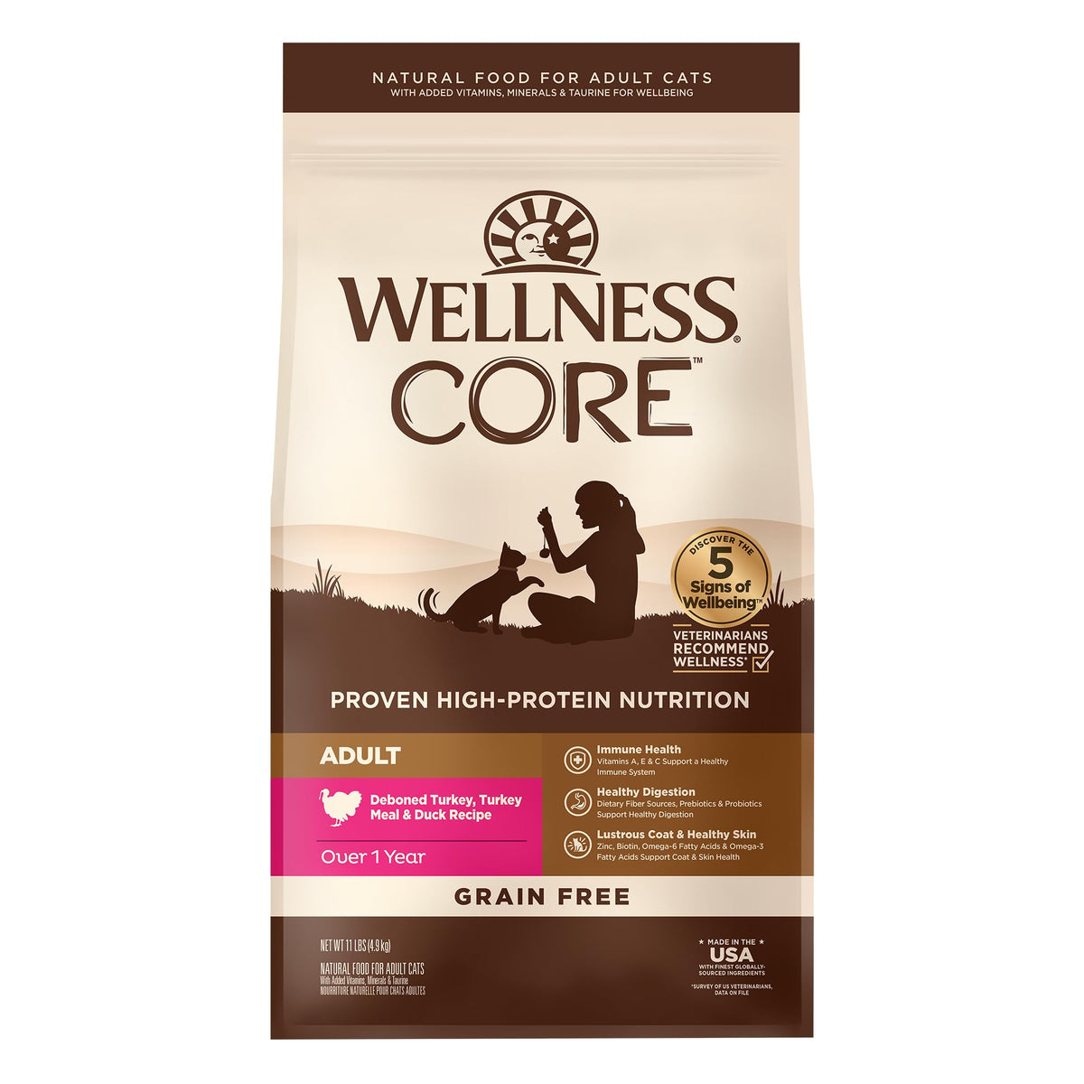 Wellness CORE alimento seco para gatos adultos, enfoque interior-exterior, energía para explorar