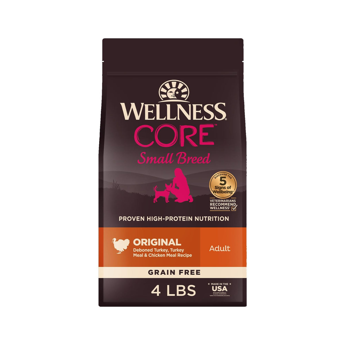 Wellness CORE alimento seco para perros pequeños, bolsa de 4 libras, conveniente