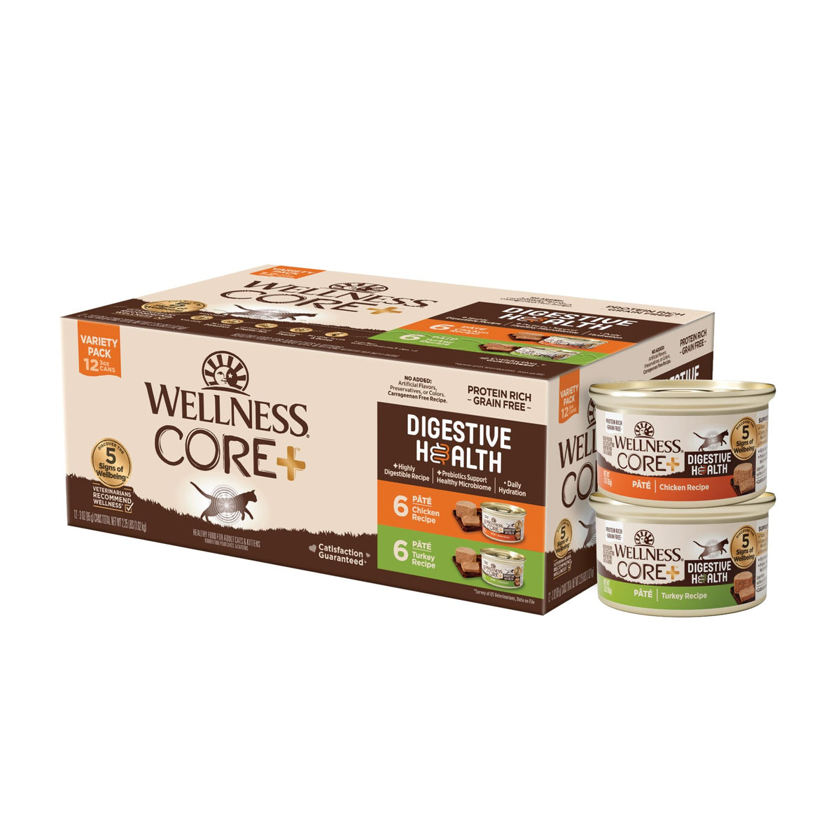 Wellness CORE Digestive Health Pate con pollo, apoyo digestivo suave para gatos.