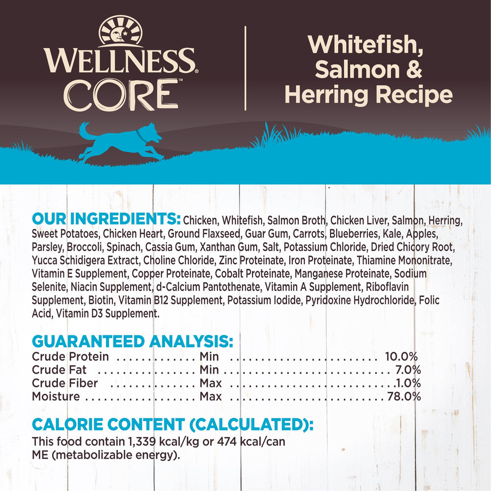 Wellness CORE: etiqueta de calidad, libre de cereales y aditivos artificiales.