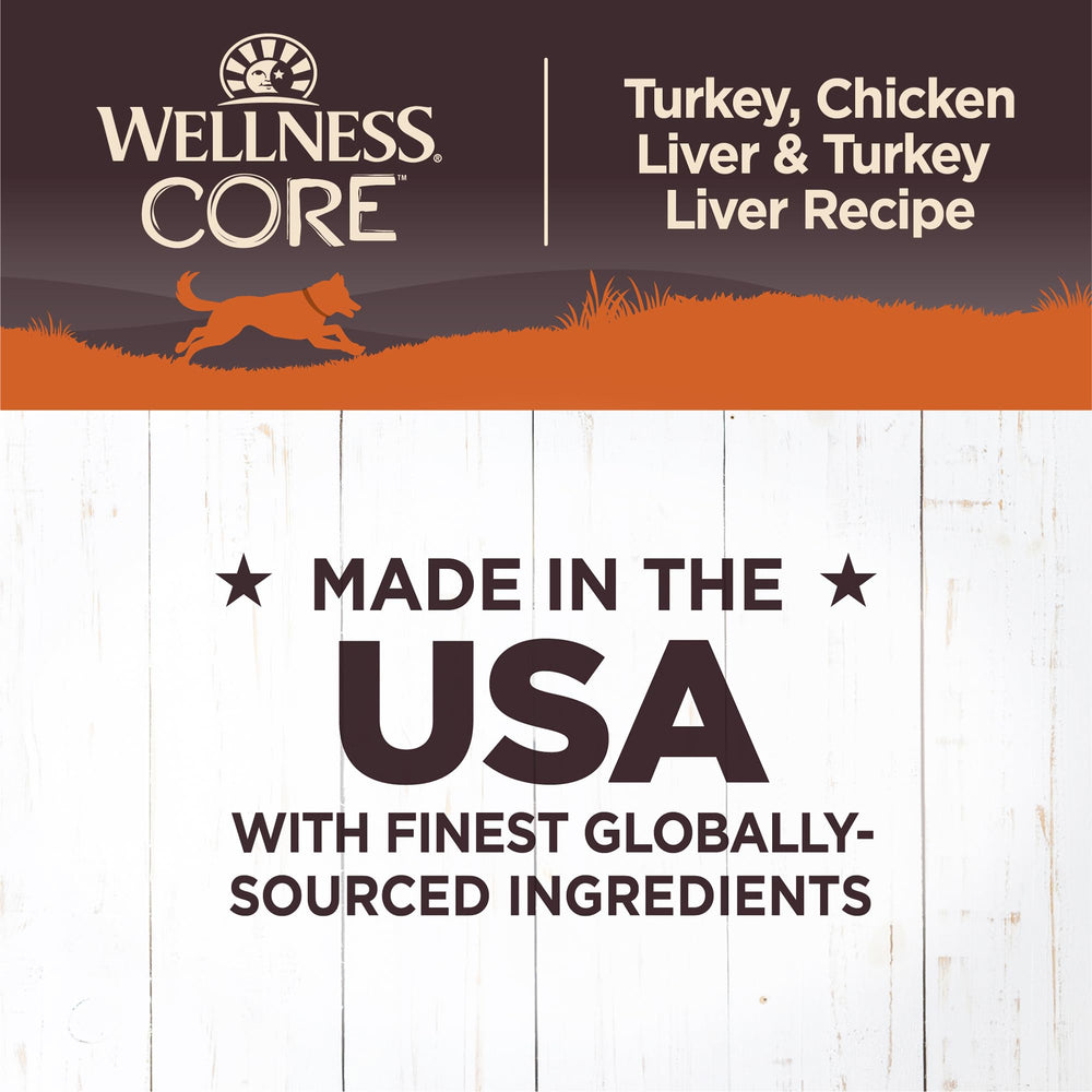 Ingredientes naturales Wellness CORE sin maíz, trigo ni soja.