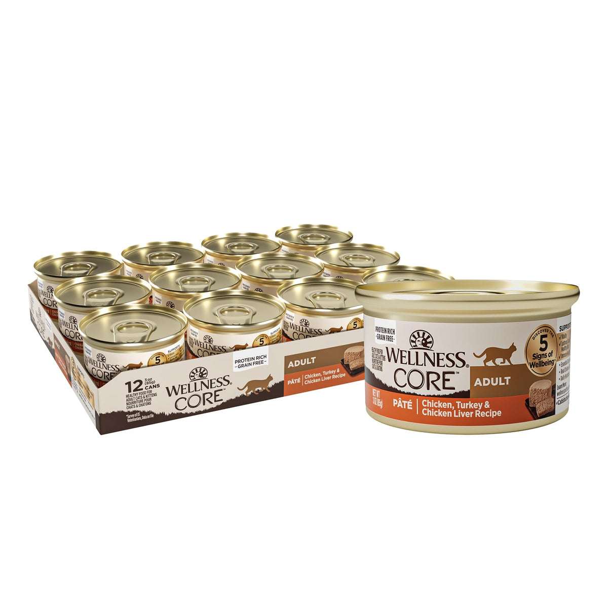 Wellness CORE Pate para Gatos: lata con sabor pollo y pavo para gusto natural