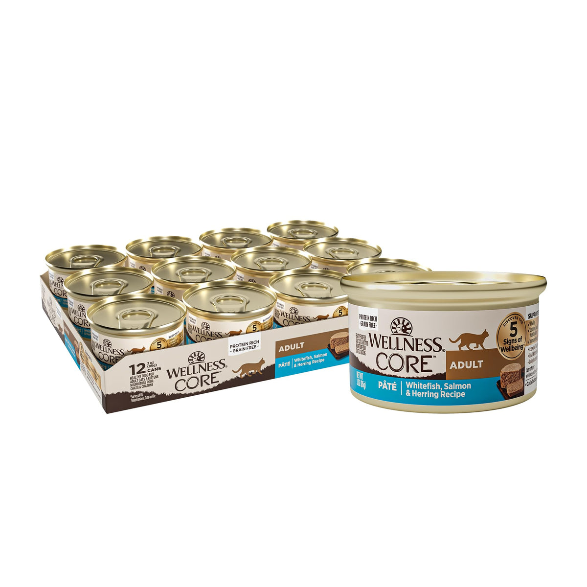 Wellness CORE Pate para gatos: textura suave con pez blanco, salmon y arenque.