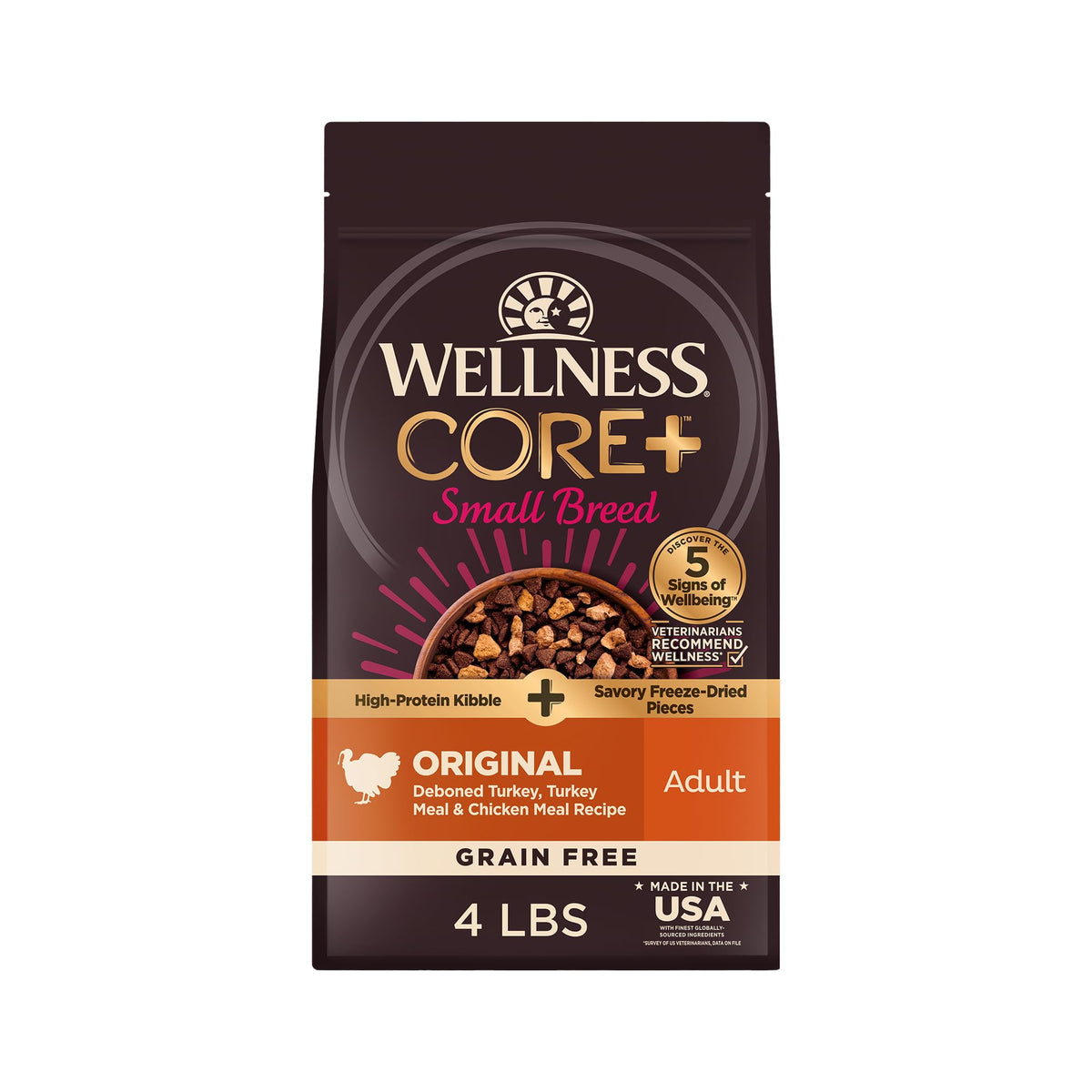 Wellness CORE+ alimento para perro pequeno sin granos, croquetas crujientes para energia diaria