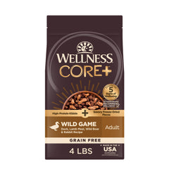 Wellness CORE+ alimento seco para perros sin cereales, proteínas balanceadas.