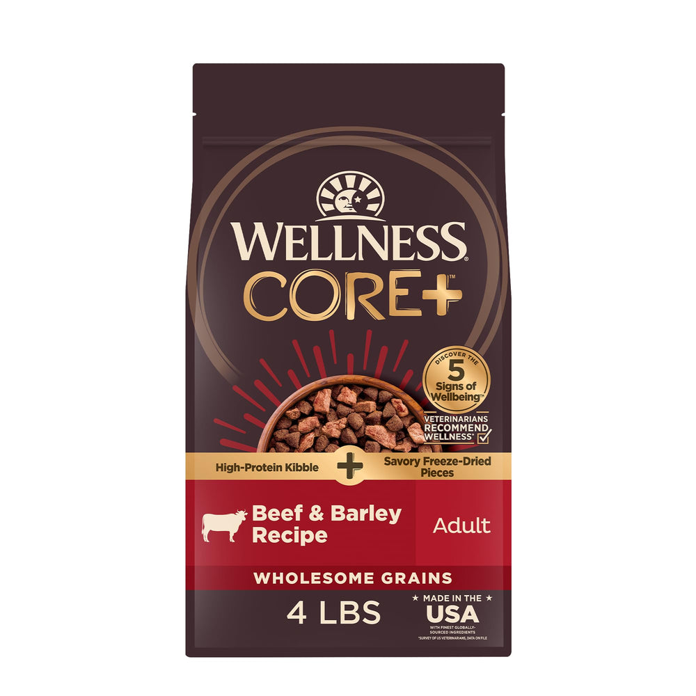 Wellness CORE+ comida seca para perros con trozos de res liofilizados, sabor intenso para perros activos