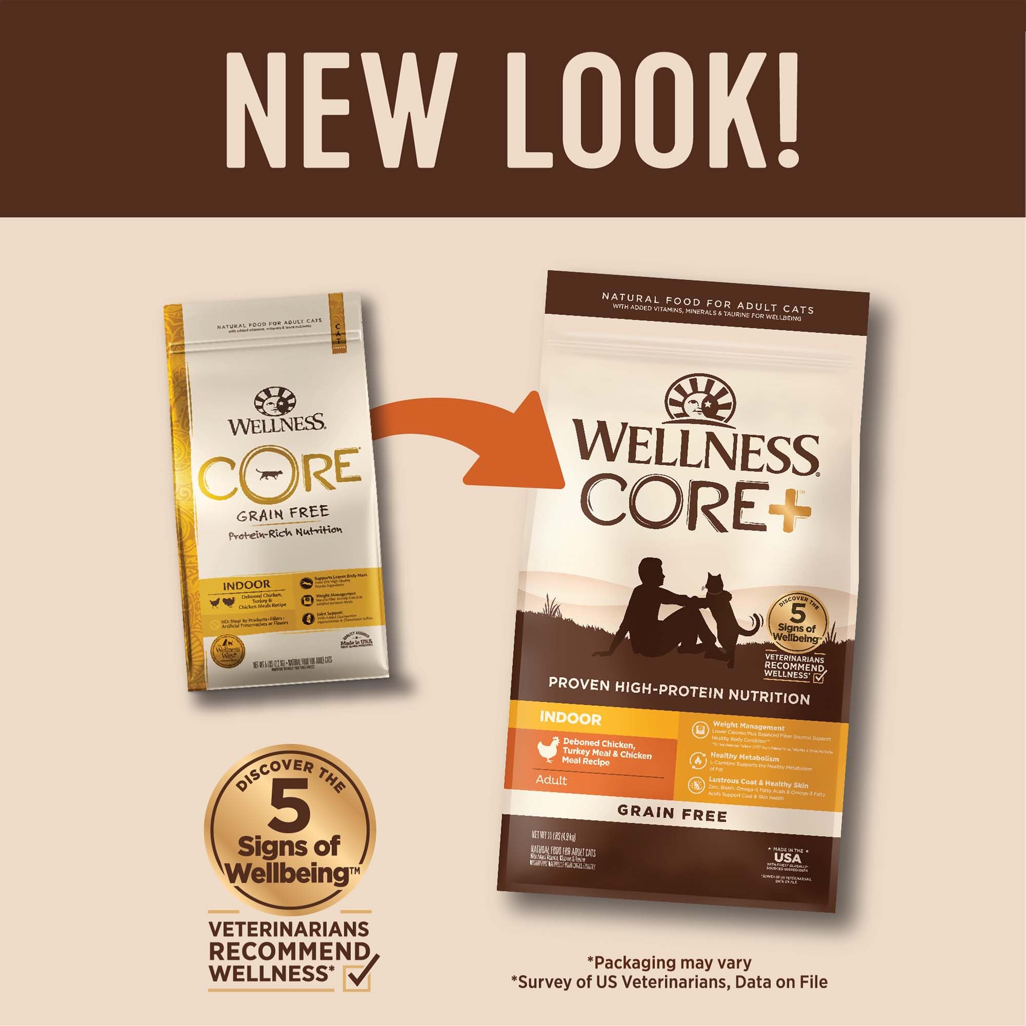 Gato come Wellness CORE+ croquetas con textura rica para gusto natural.