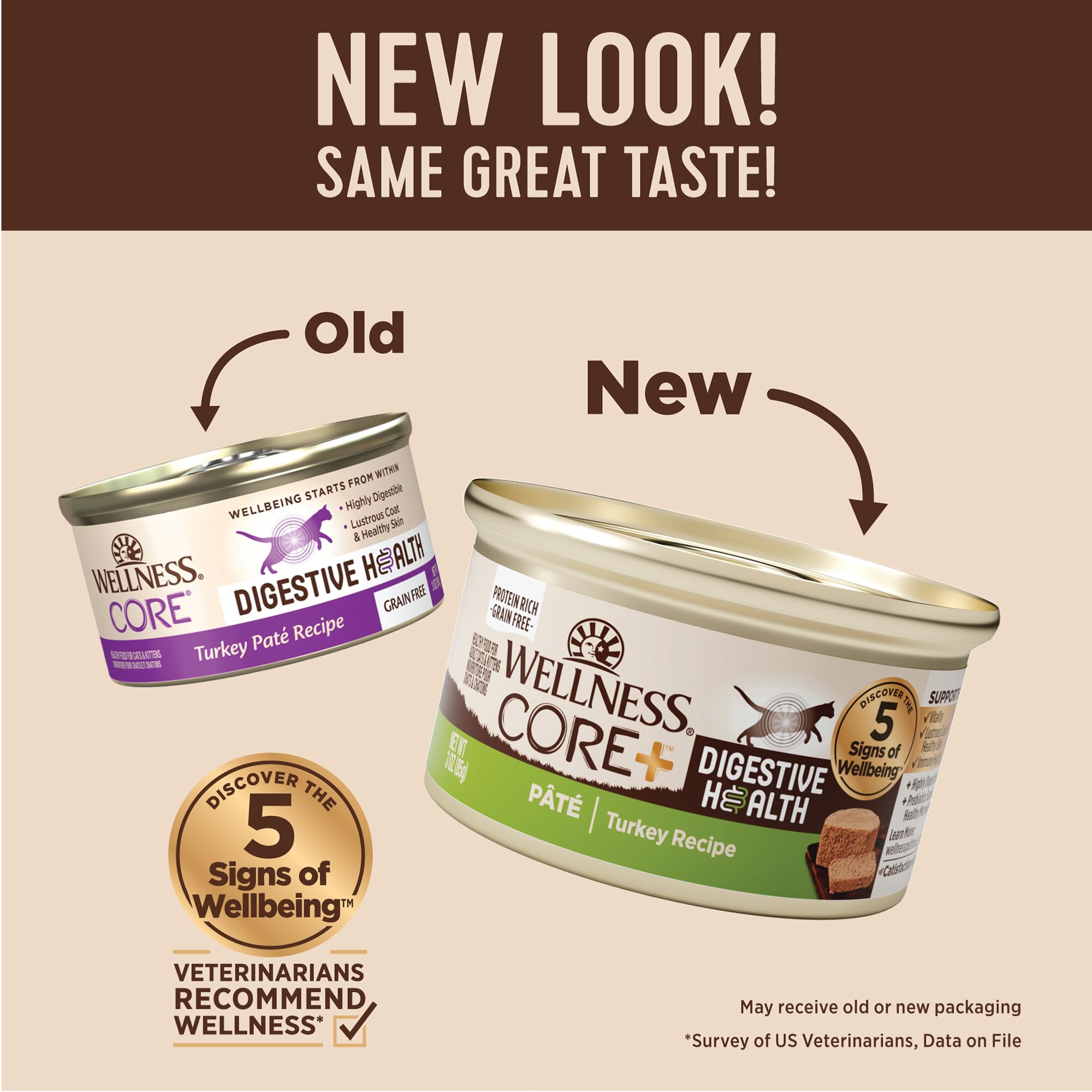 Wellness CORE+ Paté Digestivo en tazón, textura suave para gatos.