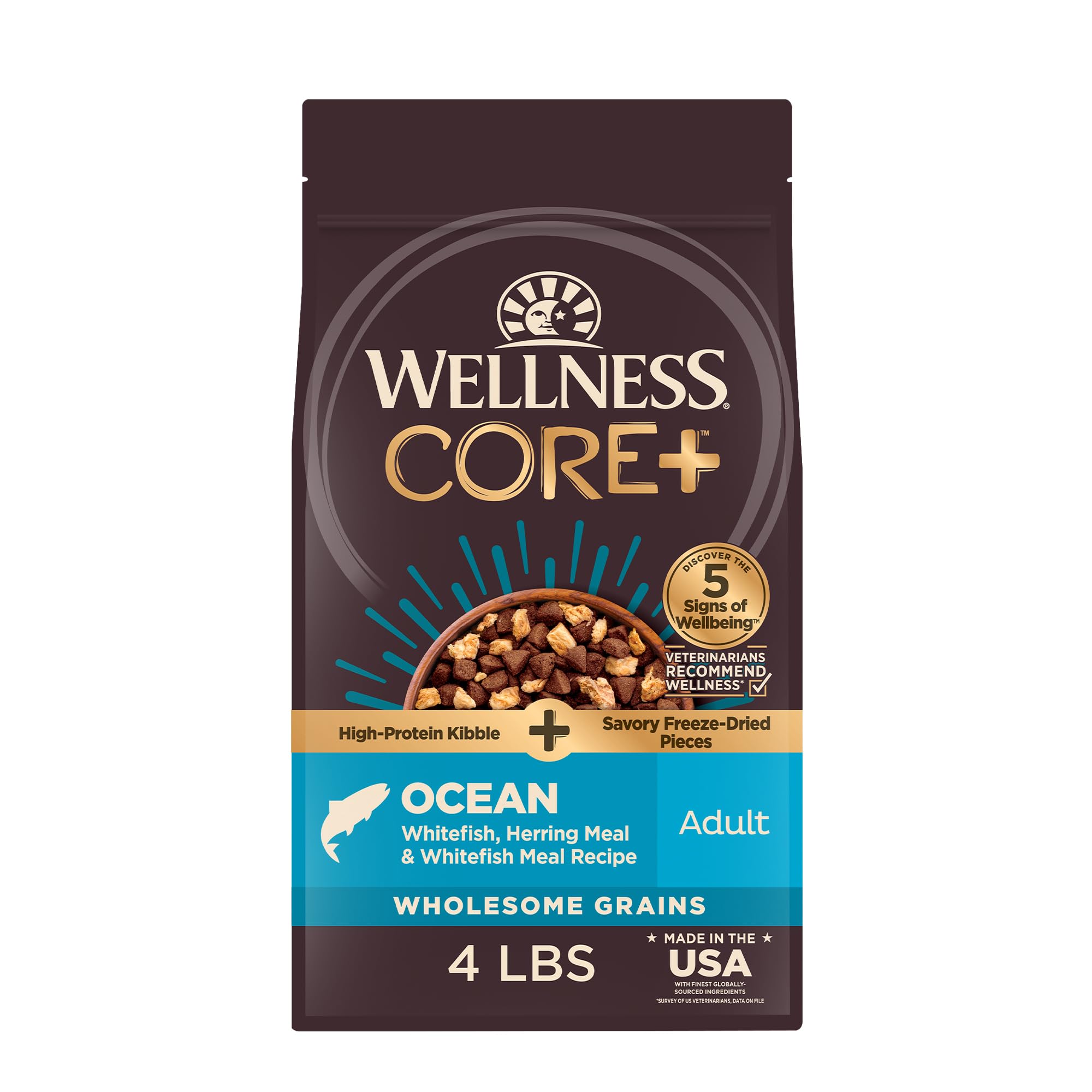 Wellness CORE+ piezas liofilizadas de pescado blanco y arenque, mayor sabor