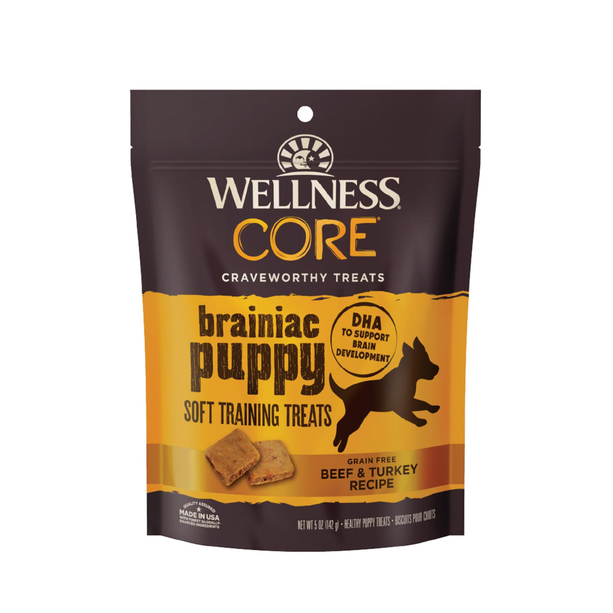 Wellness CORE Premios para cachorros, paquete visible, ideal para entrenamiento suave y consistente.