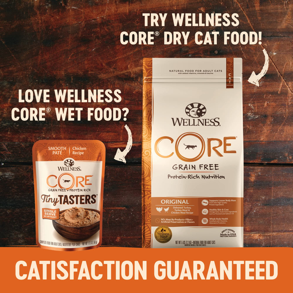 Wellness CORE Tiny Tasters Sin granos aporta nutrición limpia para gatos