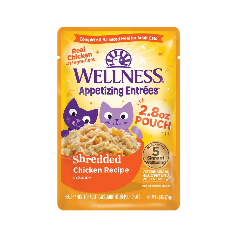 Wellness Entradas Apetitosas con pollo desmechado en bolsa de 80 g.