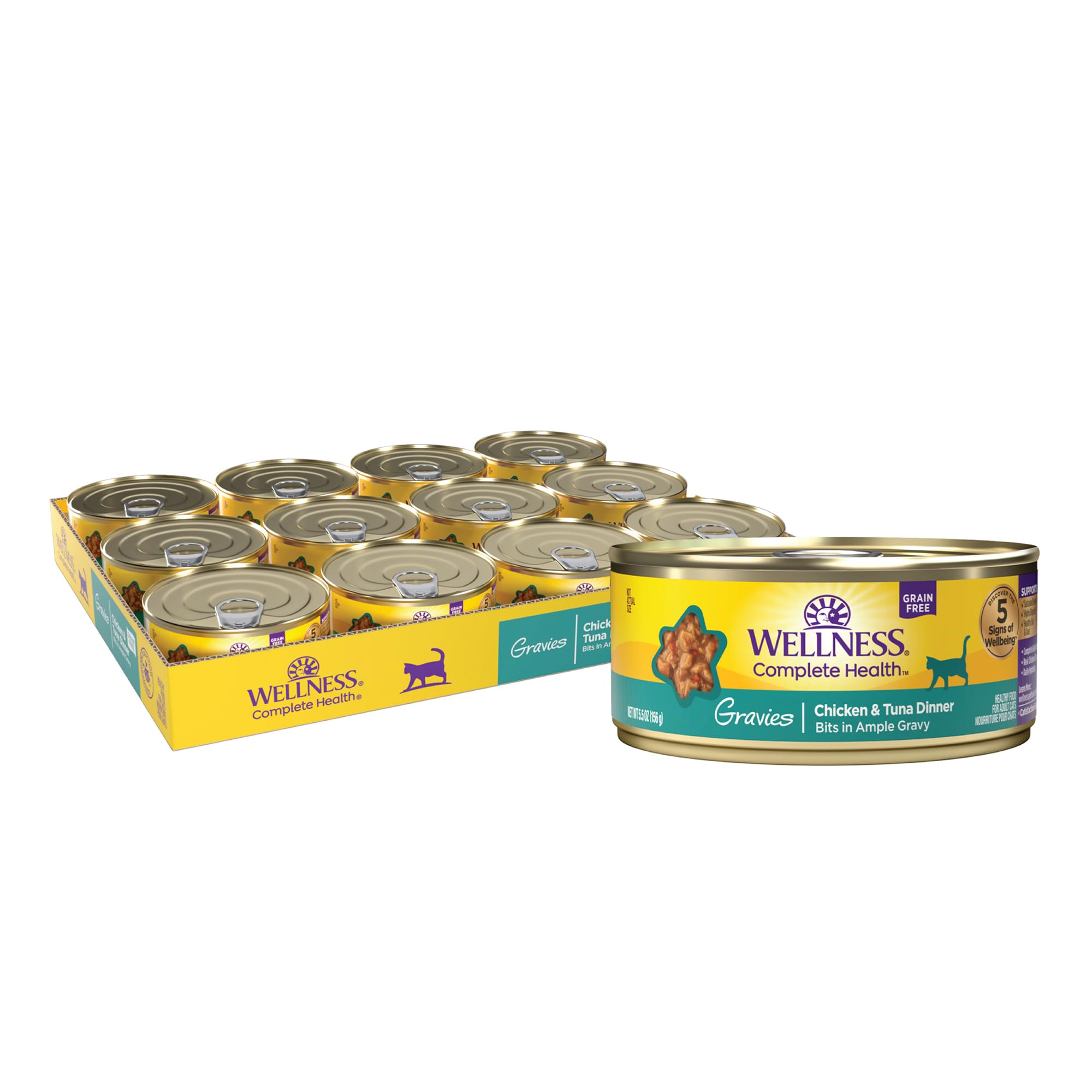 Wellness Complete Health Gravy: salsa espesa para gatos adultos con pollo y atún.